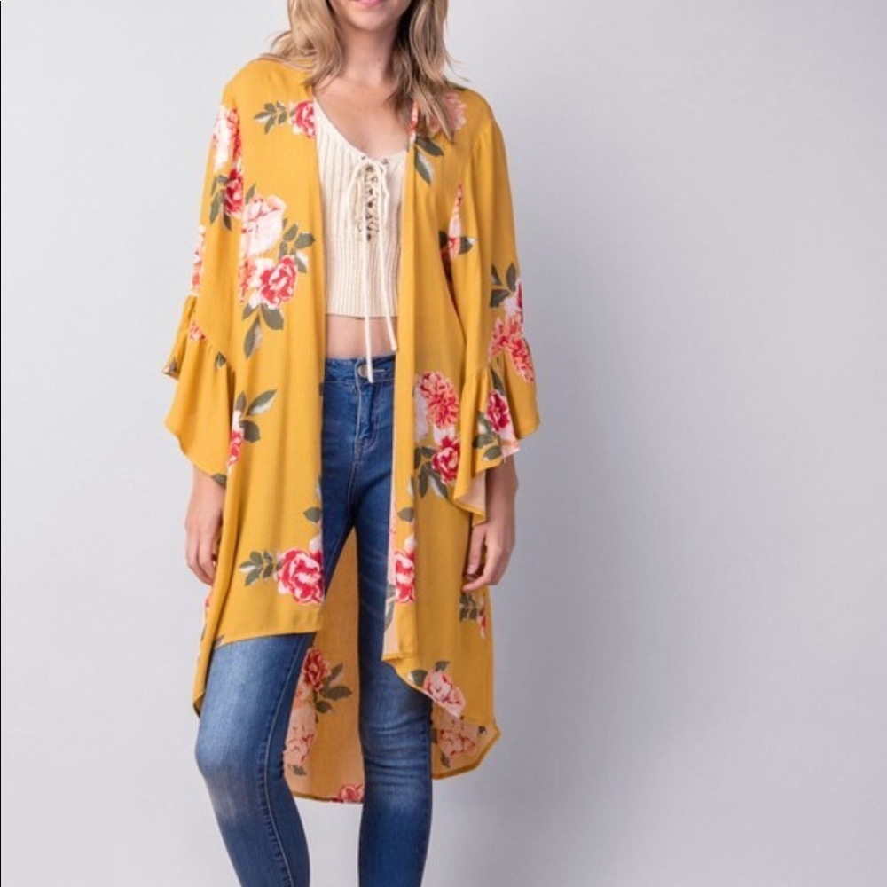 Mustard Floral Kimono